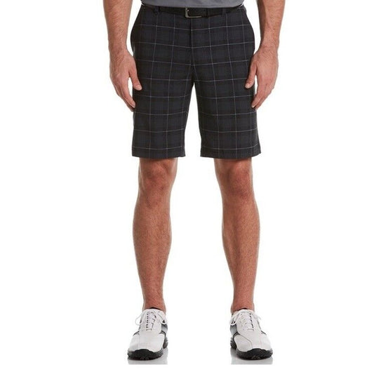 Grand Slam Men’s Performance 360 Stretch Plaid Golf Shorts -Black-Size 34 New