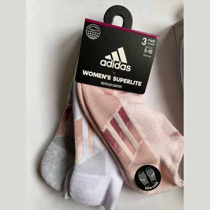 6 Pairs ADIDAS Women’s Superlite Lightweight No Show Socks 2X 3 Pack- New