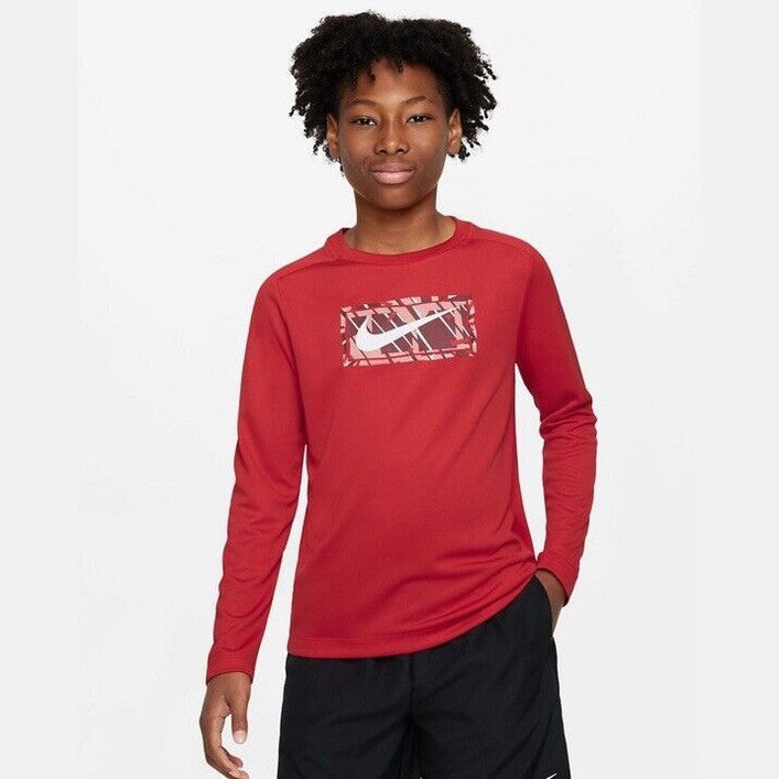 Nike Boys Dri Fit Long Sleeve Top Shirt - University Red - Large-NWT -Retail $42