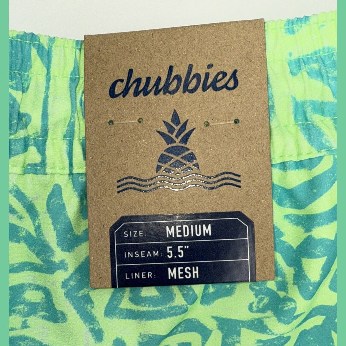 $70 Chubbies The Shakedowns 5.5" Inseam Swim Trunks-Green Blue -Medium-New Tag