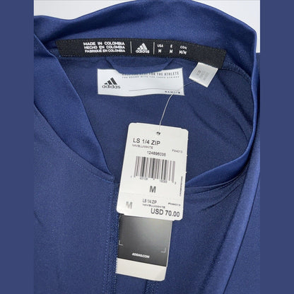 $70 Adidas Men's Lightweight Long Sleeve 1/4 Zip Pullover - Navy Blue-Medium-New