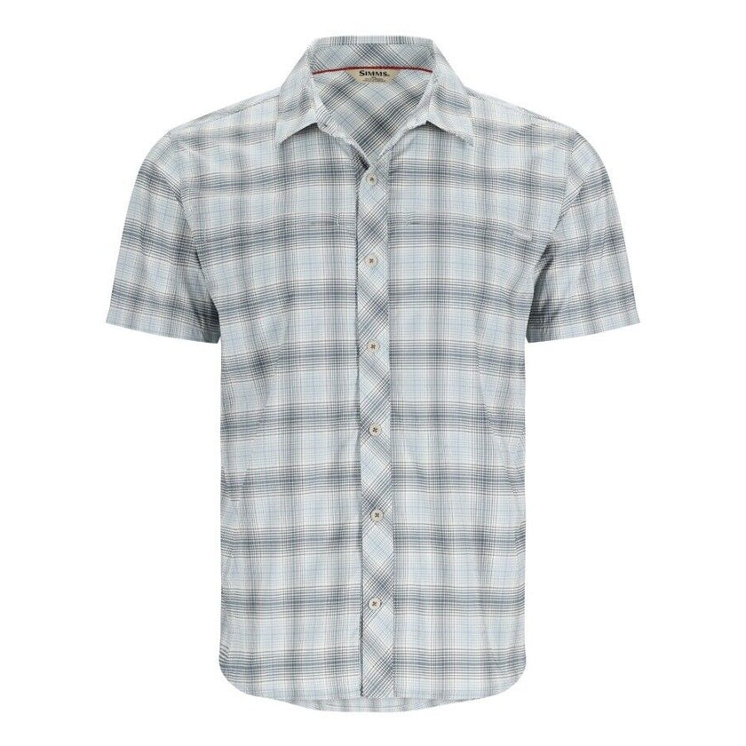 $94 Simms Men’s Stone Cold Short Sleeve Shirt - Steel Blue Plaid-Small- New Tag