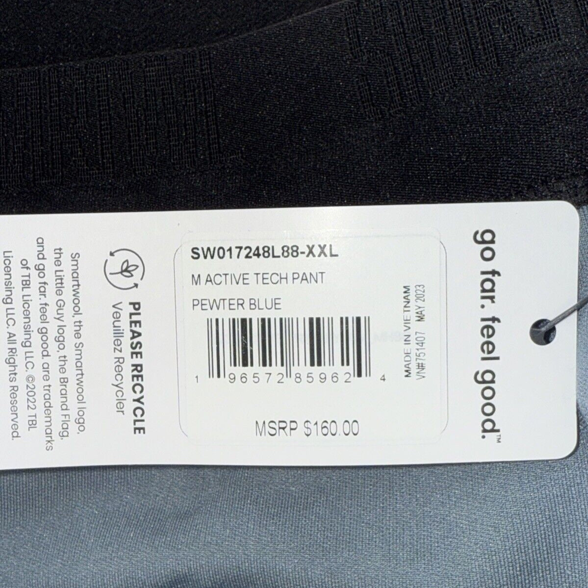 $160 Smartwool Men’s Active Tech Fleece Pants - Pewter Blue- 2XLarge - New Tags