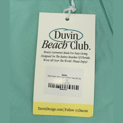 $65 Duvin Design Men's Palm Swim 4” Trunk Shorts - Green -Size: Medium-NEW