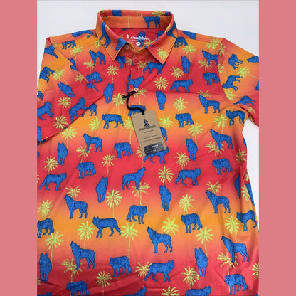 Chubbies Men's The Howler Moon Performance Polo Shirt-Orange Multi-Medium-New
