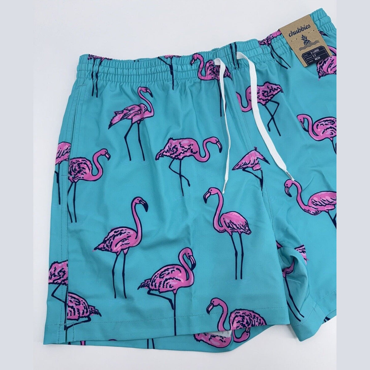 $70 Chubbies The Beach Retreat 5.5" Inseam Swim Trunks-Aqua/Pink- XLarge-New Tag