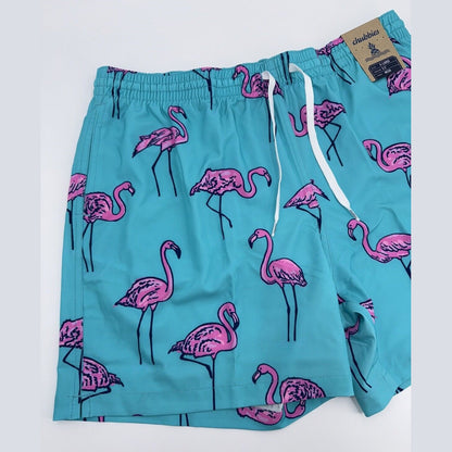 $70 Chubbies The Beach Retreat 5.5" Inseam Swim Trunks-Aqua/Pink- XLarge-New Tag