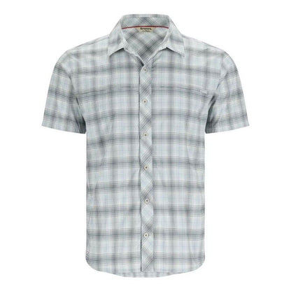 Simms Men's Stone Cold Short Sleeve Shirt - Steel Blue Storm Ombre Plaid-Medium