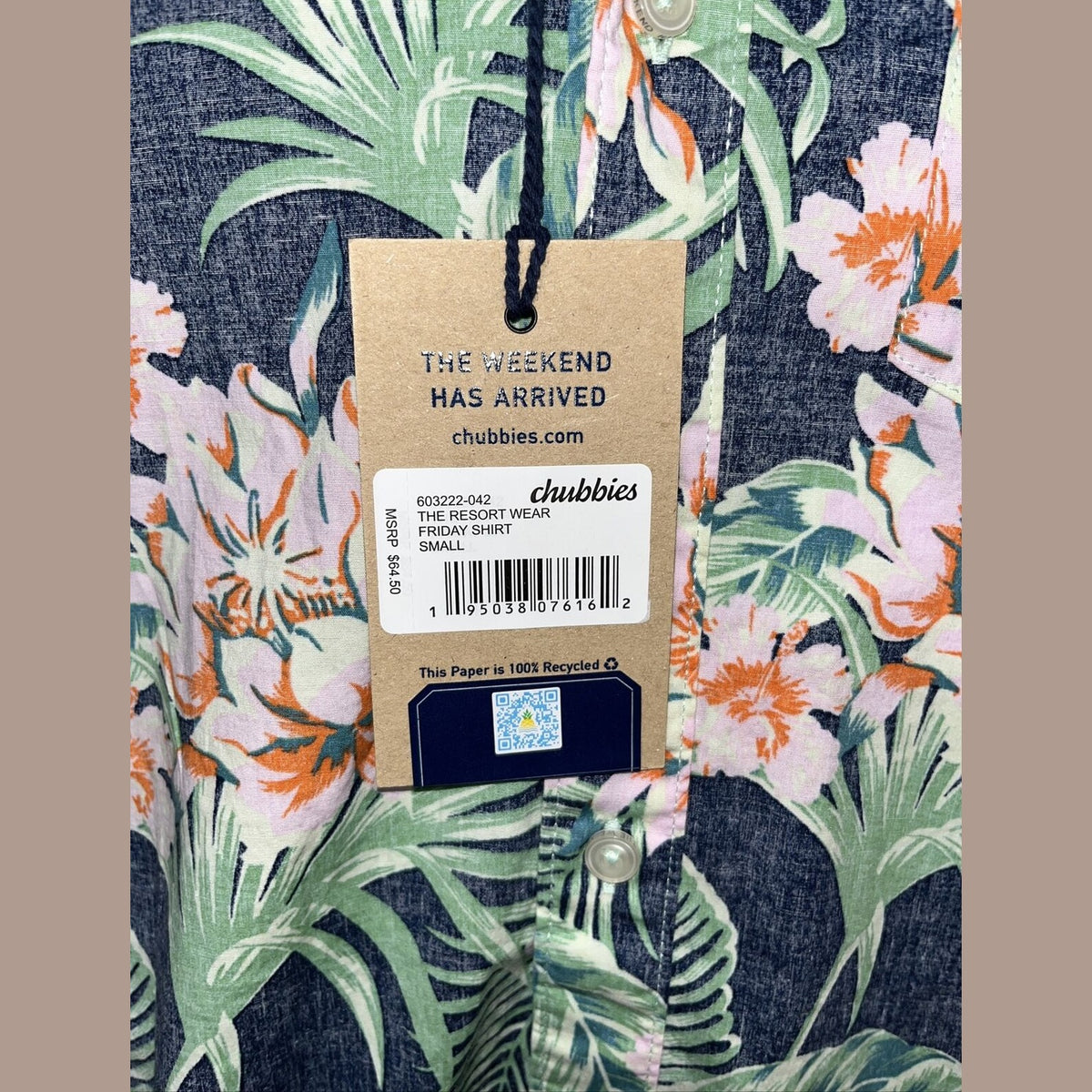 Chubbies Shirt Mens Blue Hawaiian The Resort Friday Pullover Floral-Small- New
