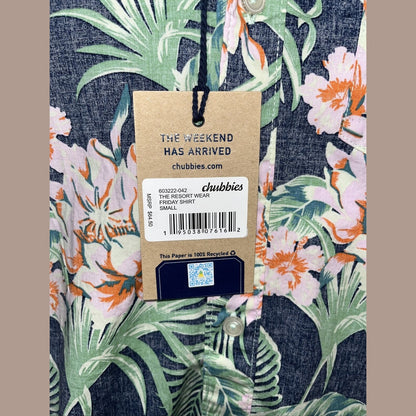 Chubbies Shirt Mens Blue Hawaiian The Resort Friday Pullover Floral-Small- New