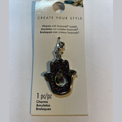 Lot Of 2 Swarovski Crystal -Create Your Own Style Charms - Blessed Flip - Hamssa