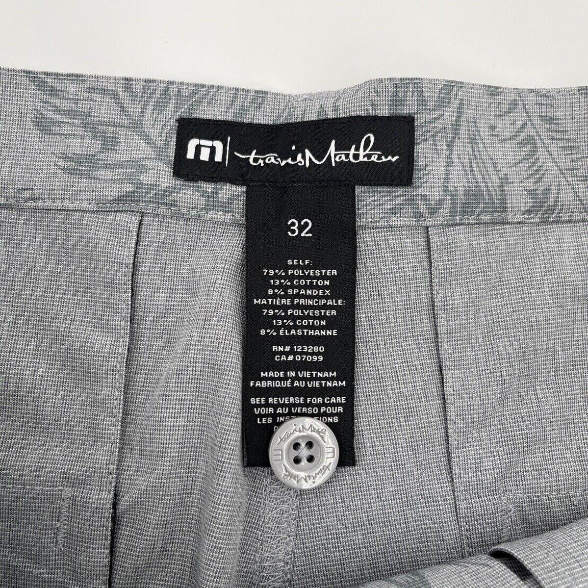 $90 Travis Mathew Men's Jaguar Golf Shorts Palm Print Shade- Grey-Size: 32W-New