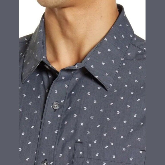 $100 TRAVIS MATHEW Men’s Not Your Best Button Up Shirt- Heather Black-Medium-NEW
