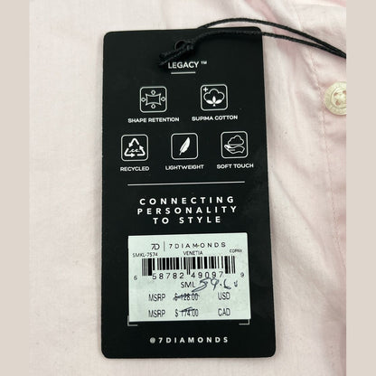NEW 7 Diamonds Men’s Venetia Long Sleeve Button Shirt-Pale Pink-Small- $128