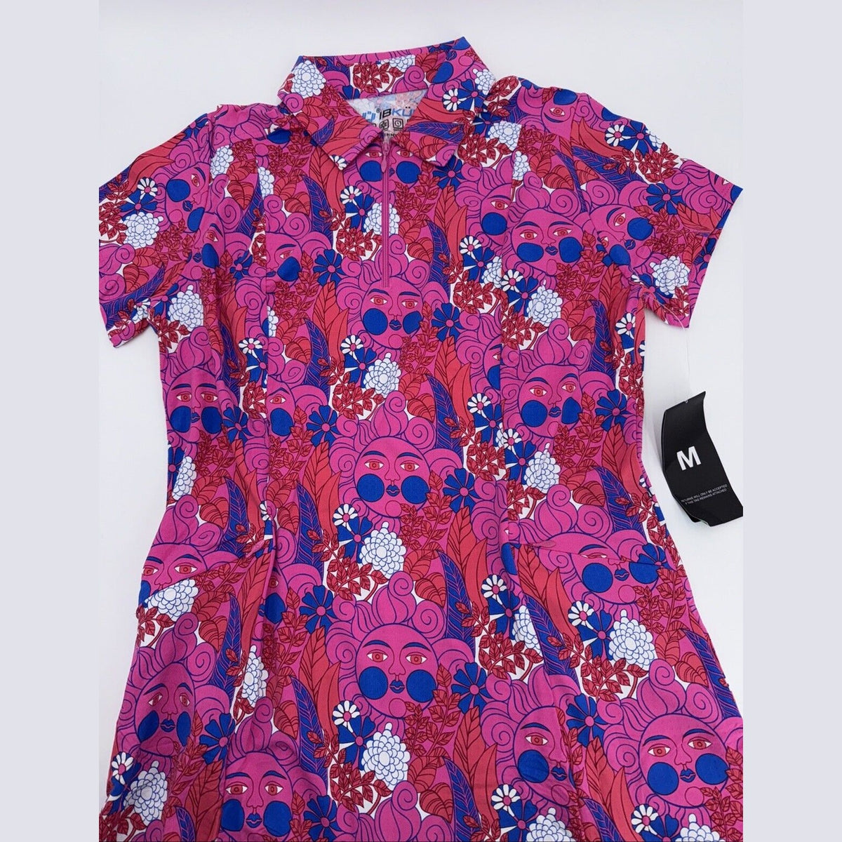 $128 Ibkul Women’s Godet Ruched Short Sleeve Dress - Nadia Hot Pink-Medium-New