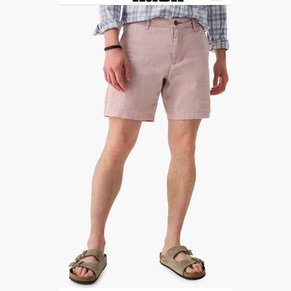 $128 FAHERTY Men’s Tradewinds Shorts 7.5” Inseam Linen Blend-Maui Mauve-38W -New