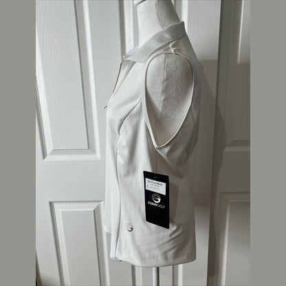 Foray Golf Women’s Zip front sleeveless Polo Shirt-White- Large -NEW Tag $130