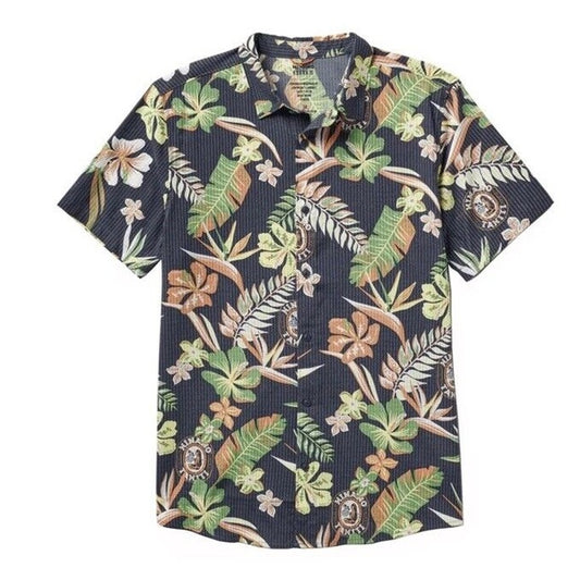 $89 Roark Men’s Hinano Bless Up Button S/S Shirt-Dark Navy (Black)-Small-New Tag