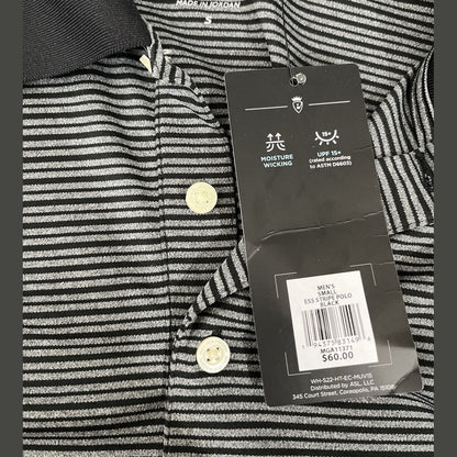 Walter Hagen Men’s Essentials Stripe Golf Shirt Polo-Black/Grey-Small-New Tag$60
