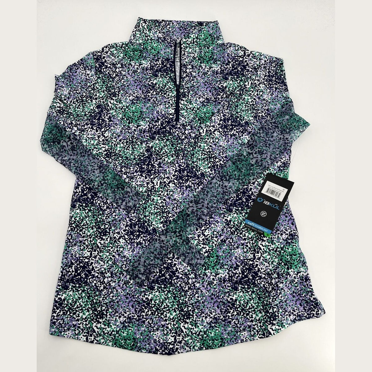 $100 Ibkul Women’s Long Sleeve Zip Mock Neck Top-Spray Paint Purple-XSmall-New