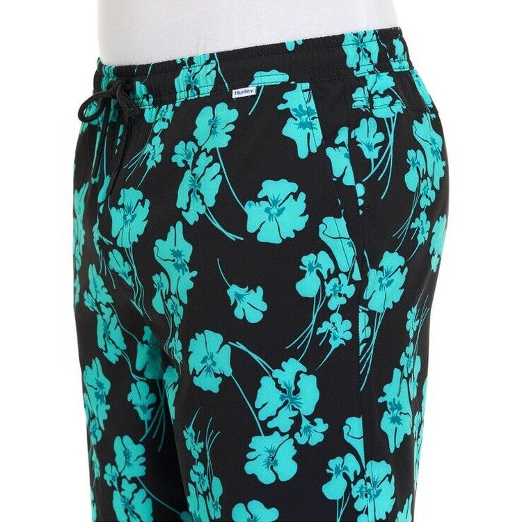 $40 Hurley Men's Salem Performance Woven Shorts-Black Teal-Medium-NEW