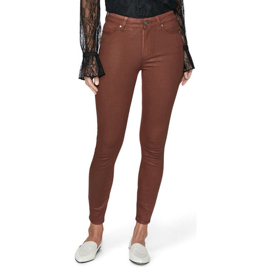 PAIGE Women’s Hoxton Ankle Skinny Jean High Rise Luxe Coated-Dust Tan-Size: 27