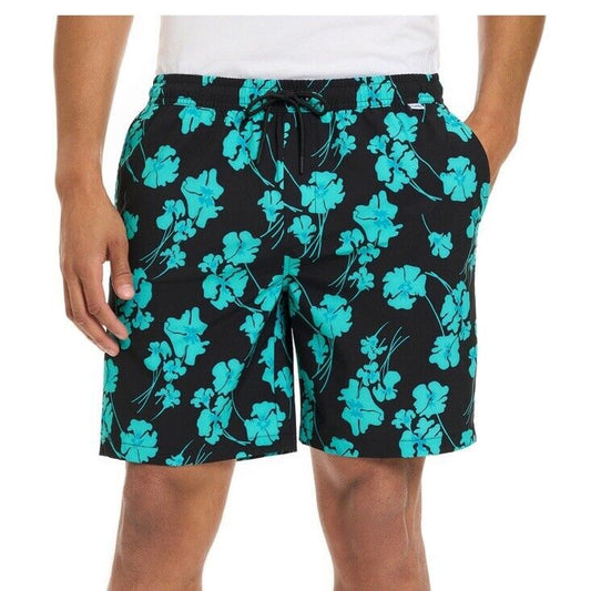 $40 Hurley Men's Salem Performance Woven Shorts-Black Teal-Medium-NEW