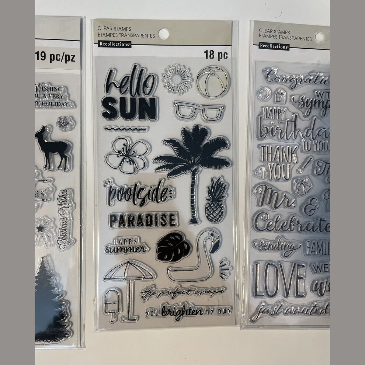 Lot Of 3 Recollections Poly Clear Photopolymer Stamps - Combo Lot