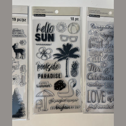 Lot Of 3 Recollections Poly Clear Photopolymer Stamps - Combo Lot