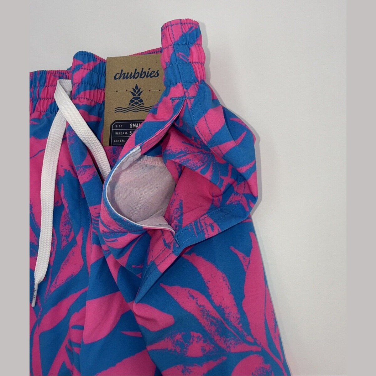 $70 Chubbies The Palm Springers 5.5" Inseam Swim Trunks-Pink/Blue-Small-New Tag