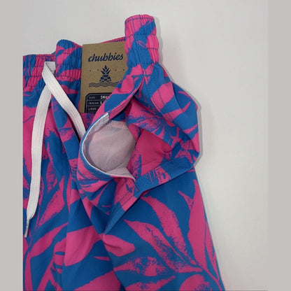 $70 Chubbies The Palm Springers 5.5" Inseam Swim Trunks-Pink/Blue-Small-New Tag