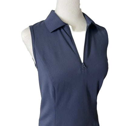 Foray Golf Women’s Zip front sleeveless Polo Shirt-Navy- Small-NEW Tag $130