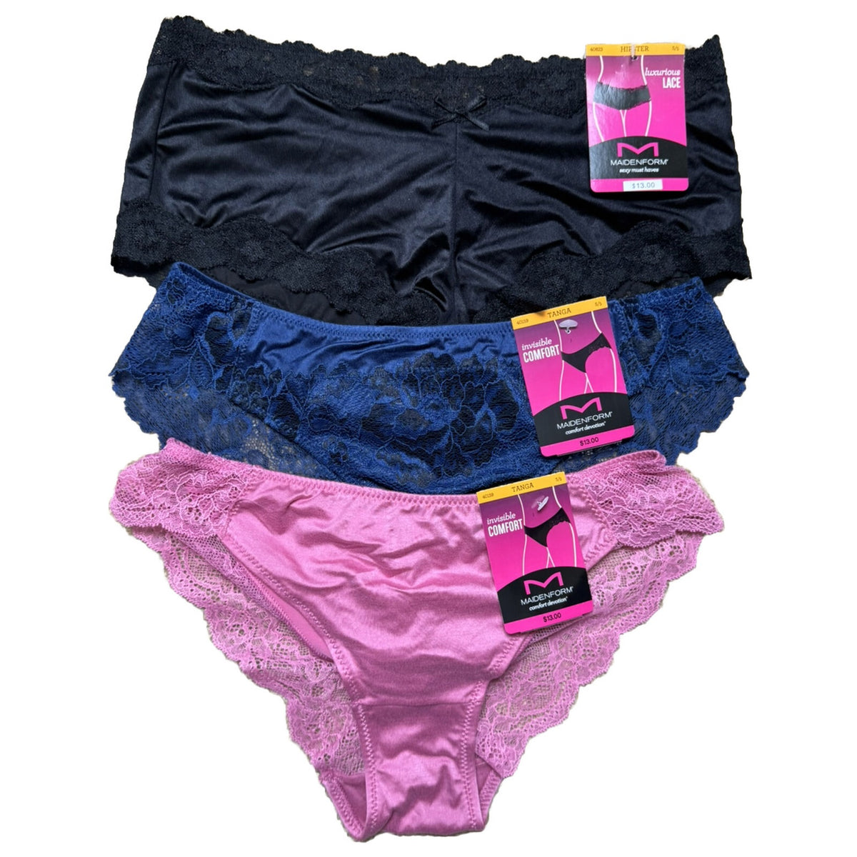 MAIDENFORM 3 Pairs #40159 /40823  Size: 5/ Small -As Shown -NEW Best Price!