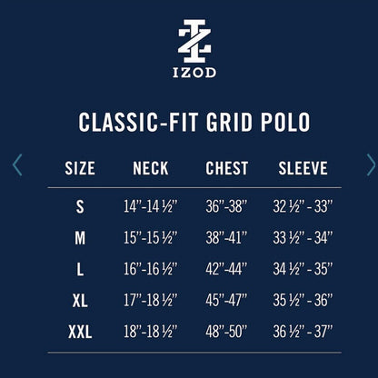 IZOD Men's Micro Grid Print Golf Polo Shirt-  Riviera Blue- Medium - New Tags