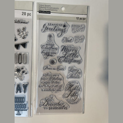 Lot Of 3 Recollections Poly Clear Photopolymer Stamps - Combo Lot
