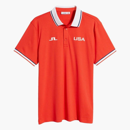 $75 J. Lindeberg Men’s Timeo Regular FIt Golf Polo -Red Flame Scarlet-Small-New