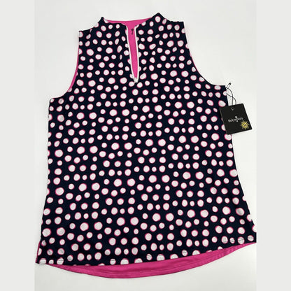 $79 Belyn Key Women’s Dandy Dot Ink Print Reversible Sleeveless -XSmall- New Tag