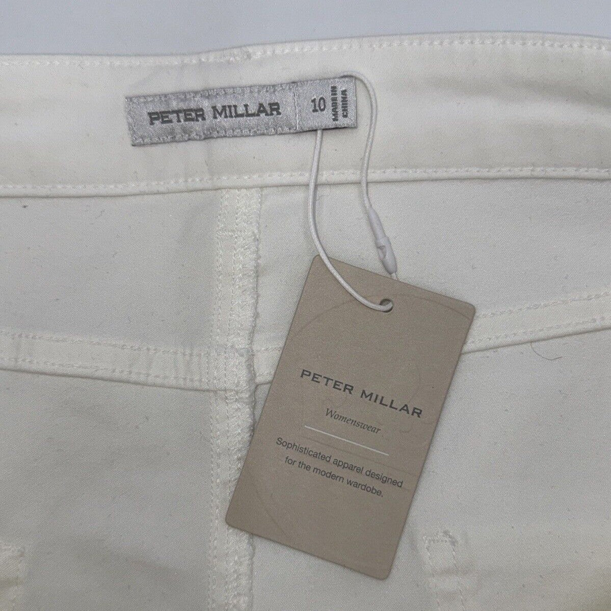 $150 Peter Millar Women's Karlie Stretch Sateen High Rise Pant-White-Size 10-NEW