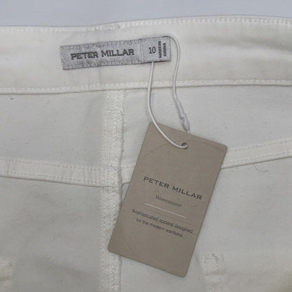 $150 Peter Millar Women's Karlie Stretch Sateen High Rise Pant-White-Size 10-NEW