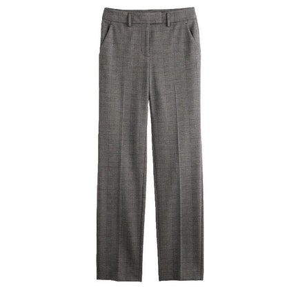 Simply Vera Women’s High Rise Slim Straight Leg Trouser Pants- GreyPlaid- Size 0