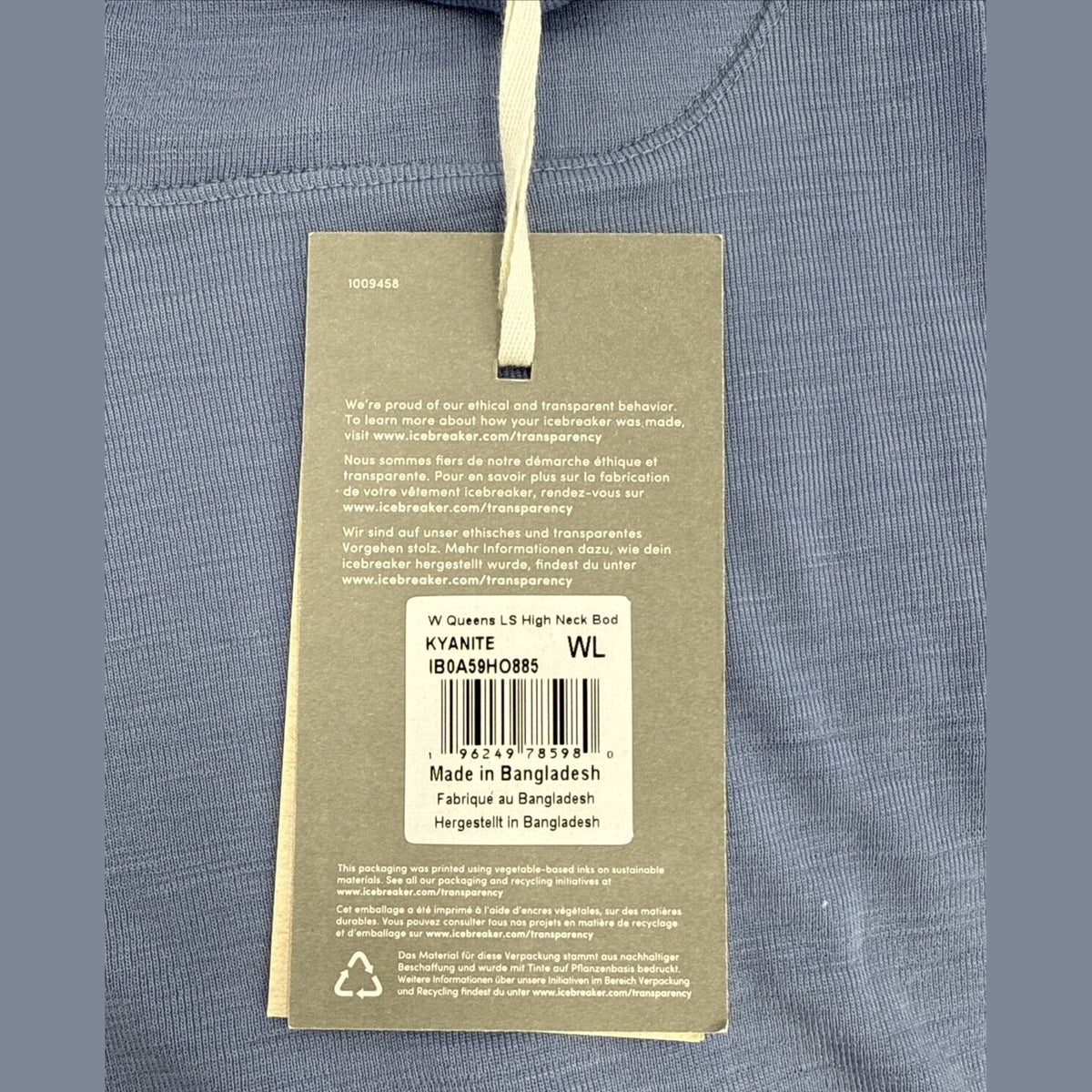 $130 Icebreaker Women's Queens High Neck Bodysuit 100% wool-Kyanite-Large-NWT