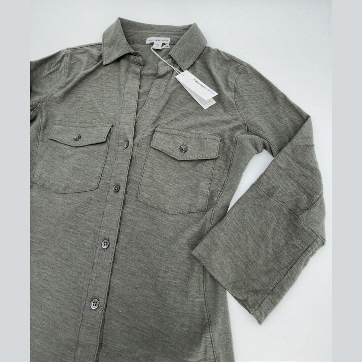 $165 James Perse Women’s Contrast Panel Shirt - Khaki PLM- Size: 0 (Small)- New
