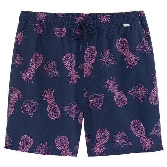 $40 Hurley Men's Salem Performance Pineapple Woven Shorts-Navy-Small-NEW