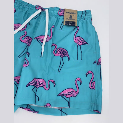 $70 Chubbies The Beach Retreat 5.5" Inseam Swim Trunks-Aqua/Pink- Large -New Tag