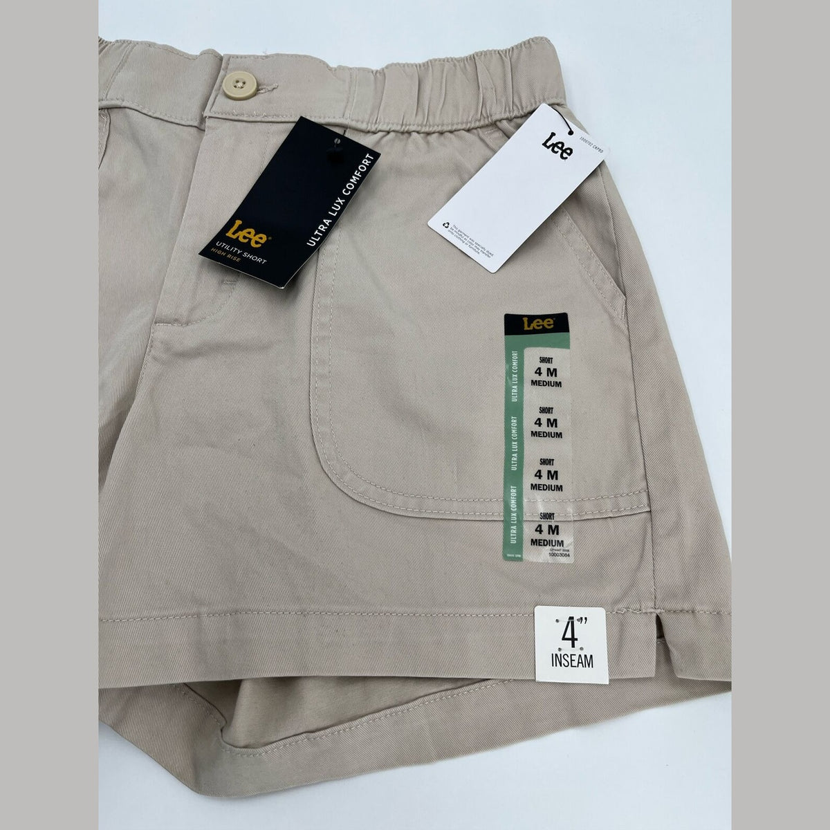 Lee Women's Ultra Lux High-Rise Pull-on Utility Shorts-Greige Beige-Medium-New