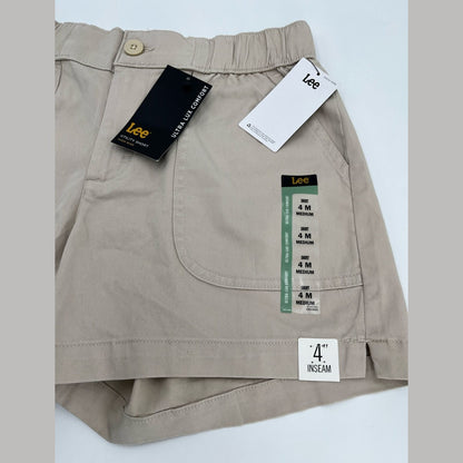Lee Women's Ultra Lux High-Rise Pull-on Utility Shorts-Greige Beige-Medium-New