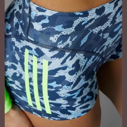 $85 Adidas Women Adizero Booty Elite Running tights shorts IT5775- Blue- Medium