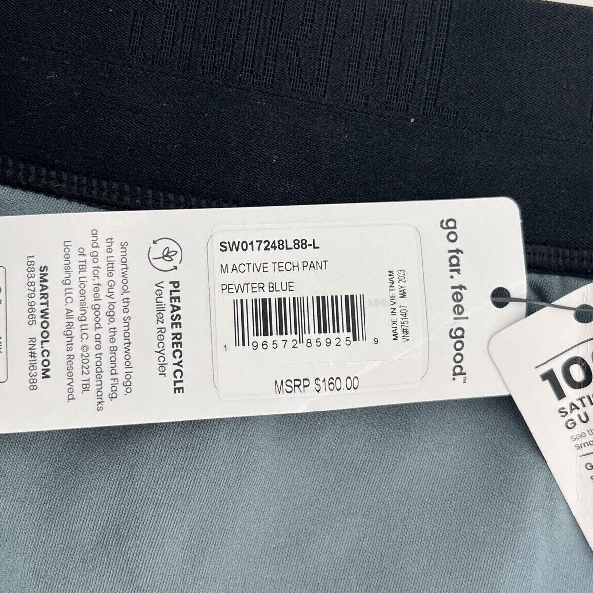$160 Smartwool Men’s Active Tech Fleece Pants - Pewter Blue- Large - New Tags