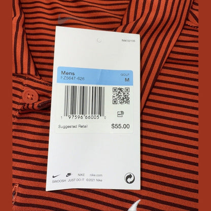 $55 Nike Men’s Dri-Fit Polo Core Striped Golf Tennis Shirt- Rust - Medium -New