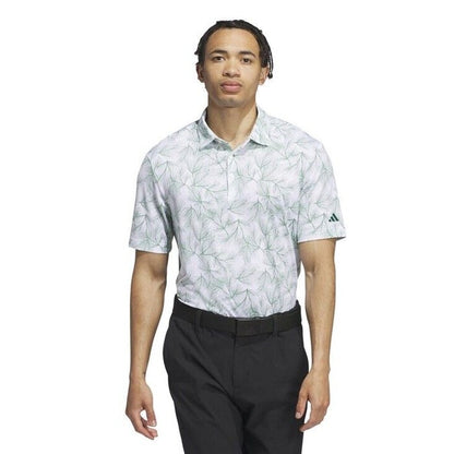 $70 Adidas Men’s ULT365 PINE Print Polo Shirt - White / Green-Medium - New Tags